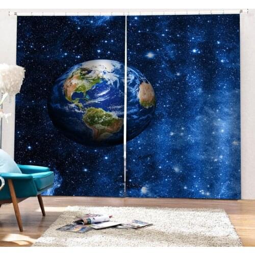 Luxury Blackout 3D Window Curtains For Living Room Bedroom Customized size blue stars curtains 3d stereoscopic curtains