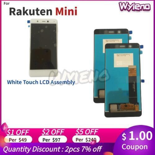 Wyieno White/Black Front Glass Touchpad Lens For Rakuten Mini LCD Display With Touch Screen Sensor Digitizer Full Assembly