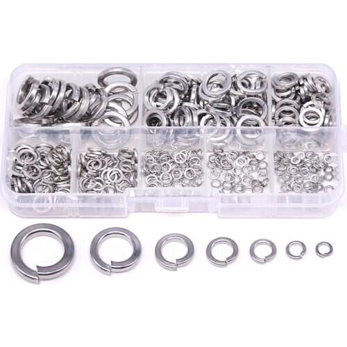 SHGO HOT-Spring Lock Washer,304 Stainless Steel Spring Lock Washer Assortment Set (410-Pcs,8-Size)