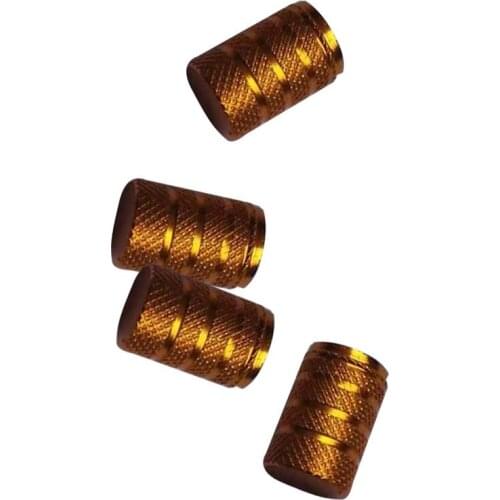 SI-AT11109-Y 4 Pcs Car Motorbike Bike Aluminium Tyre Wheel Stem Air Valve Dust Caps Covers