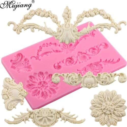 DIY Cake Border Frame Silicone Molds 3D Baroque Scroll Relief Flower Wedding Fondant Decorating Tools Chocolate Gumpaste Mould