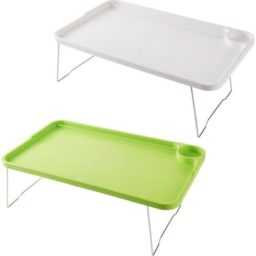 Folding Laptop Stand Table Computer Desk Plastic Creative Bed Dining Table With Drink Holder For Home Office Computer Desk