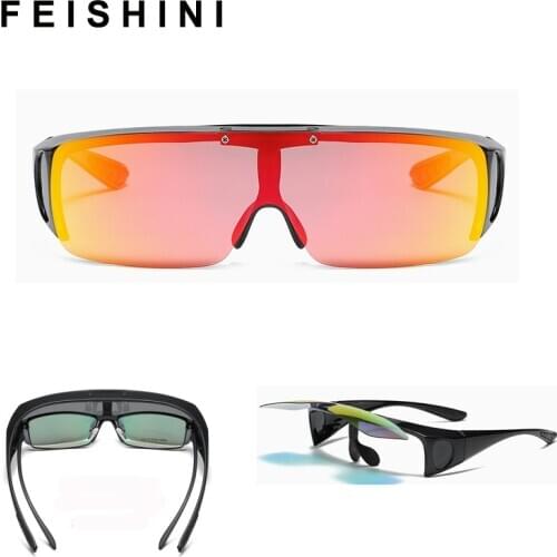 FEISHINI Mirror Optical prescription Sunglasses Men Polarized Vintage Brand Designer Sun Glasses Man Driving Goggles UV400