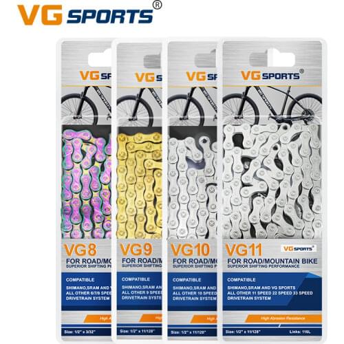 1pc VG Sports Bicycle Chain 6 7 8 9 10 11 12 Speed Velocidade 8s 9s 10s 11s Silver MTB Mountain Road Bike Chains Part 116 Links
