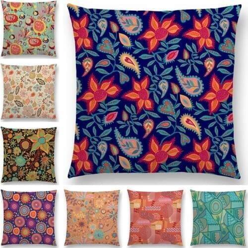 Harvest Spring Flowers Garden Sofa Throw Pillow Case Fantasy Floral Pattern Tribal Cushion Cover