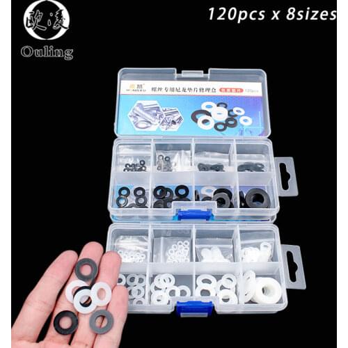 Screw DIN125 ISO7089 M2 M2.5 M3 M4 M5 M6 M8 M10 White Black Plastic Nylon Washer Plated Flat Spacer Seals Washer Gasket Ring Set