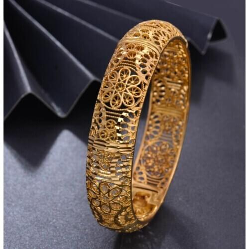 Wando Bangles 1pcsArab Gold Color Bangles For Women Ethnic Bracelet Middle Eastern Jewelry Wedding Bangles Halloween Gifts