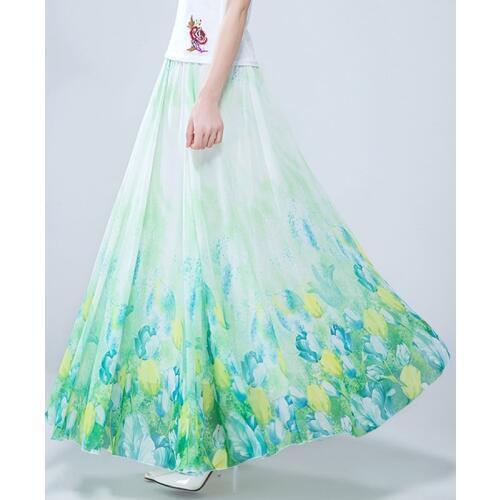 2019 Bohemia Plus Size Spring Summer Female Skirt Fashion Sweet 5XL 6XL Floral Chiffon Long Maxi Skirts Womens