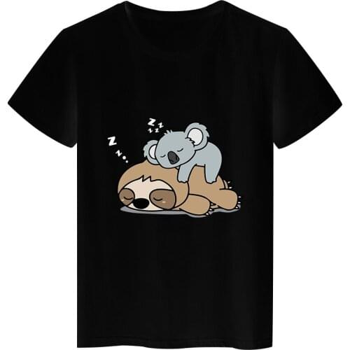 Koala Korean Clothing Fashion Oversized T-shirt Best Friend Soft Fabric Summer Funny Hipster Sloth Short Sleeve Casual T Shirt