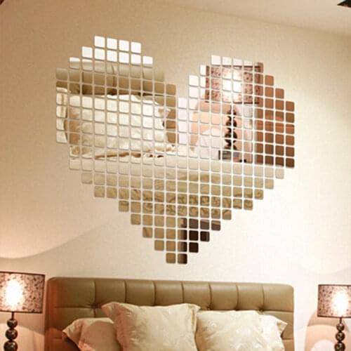 100 Pieces/set Plastic DIY Self-adhesive Tile 3D Mirror Wall Stickers Decal Mosaic Effect For Living Room Decorations