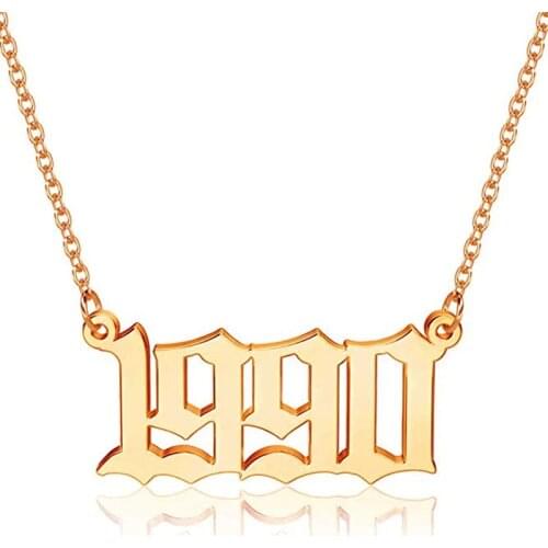 1990 Birth Year Necklace for Women18KGold Plated Birth Year Number Pendant Necklace Jewelry Gifts for Women Birthday Anniversary