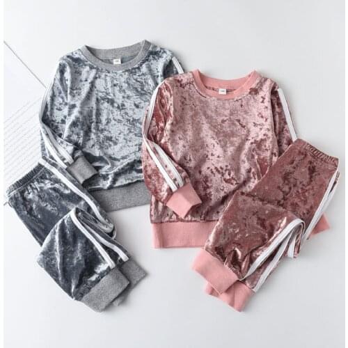 27KIDS Toddler Girls Clothing Sweater suits Autumn Long Sleeves Clothes Teenages Kids Children Coats and Pants Set Sportswear