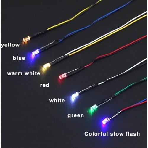 3mm Flat Head Colorful Led Bulb Red Yellow Blue White Green Warm White Colorful Slow Flashing Diode Color Light 50PCS
