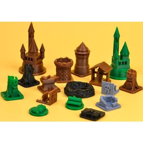 Root TRPG dungeons miniature board game 3D token Prop Wood stone castle sentry tower tree anvil shed figures accessories