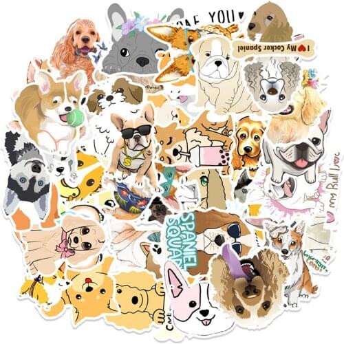 50 PCS Colorful Animals Dog Sticker Toys For Children Cute Anime Cartoon Waterproof Decal Kids DIY Luggage Skateboard Stickers