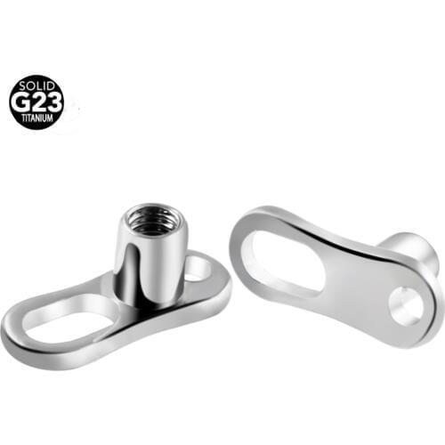 50pcs/lot 100% G23 Titanium Dermal Anchor Base with 2 Holes Titanium Micro Dermal Piercings Skin Driver Surface Body Jewelry