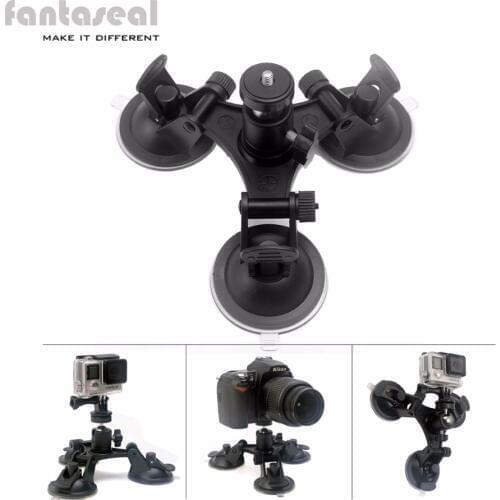 Fantaseal Tri-Cup Car Suction Mount w/Ball Head,Window Glass Mount Tripod for DSLR/Camcorder + GoPro Hero 5/4/3 Xiaomi Yi SJCAM