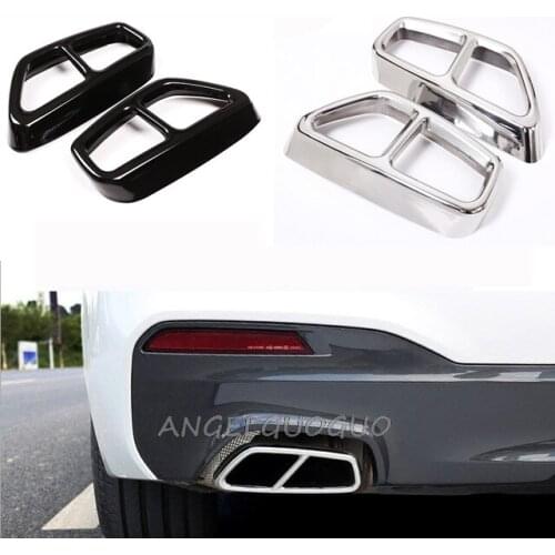 Car styling 2PCS Stainless Steel Exhause Air Filter For 2018-2019 BMW 5 Series G30 G38 Exhaust Outputs Tail Frame Trim