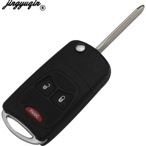 Jingyuqin Flip Folding Key Shell Fit 3 Button Pad For Chrysler Jeep Dodge Ram 1500 Caliber Nitro Ram 2500 Ram 3500 Key Case
