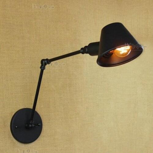 Home Antique Black Telescopic Wall lamps E27 Swing office work reading lighting Bar Cafe Shopcase wrought iron wall fixtures