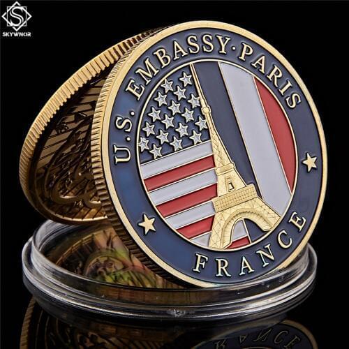 2019 USA Department of State Embassy Paris France Souvenir Gold Collectible Copy Coins