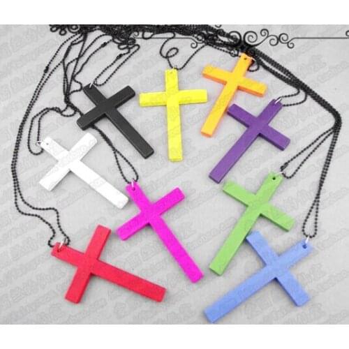 Harajuku candy stripper ayumi wood cross necklace