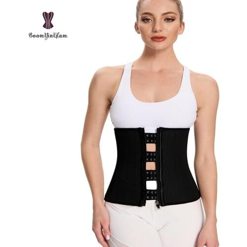 Latex Zip And Hook Slimming Girdle Waist Trimmer Belt Chest Binder Fajas Shapers Korset Women
