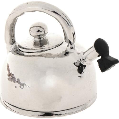 Mini Metal Kettle Simulation Furniture Tea Pot Kitchen Model Toys for Doll House Decoration 1/12 Dollhouse Miniature Accessorie
