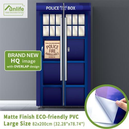82*200cm Police Box Door Sticker Home Design Peel and Sticker Wallpaper Waterproof Poster Refrigerator Decor Mural Wall Decals