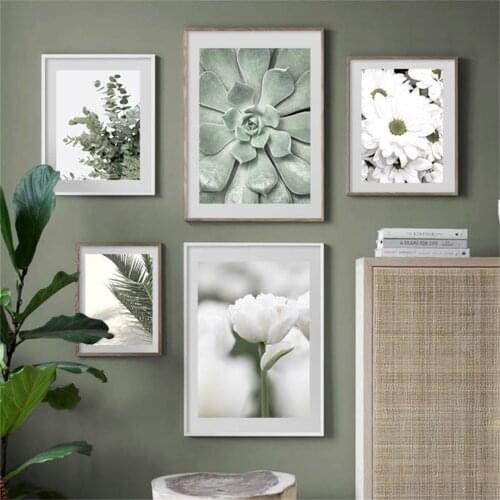 Cactus Flower Palm Leaf Eucalyptus Daisy Wall Art Canvas Painting Nordic Posters And Prints Wall Pictures For Living Room Decor