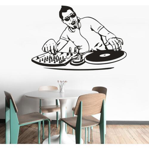 DJ Mixer Player Wall Stickers Night Bar Decor DJ Rock Music Player Vinyl Wall Decal Cool Man Wall Poster Night Club Art AZ567