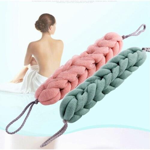 Solid color shower sponge net Bath Sponge With Rope can hanging bathroom supplies bath dozen foam back scrubber bath body brush