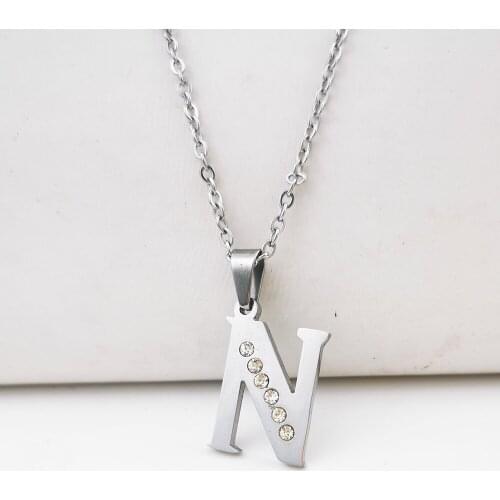 Simple fashion design Nletter diamond INS retro cold style clavicle chain pendant necklace jewelry