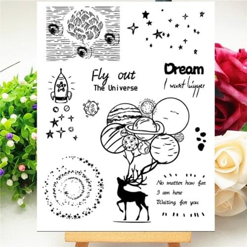 14*18CM Planet Deer Transparent Clear Stamps / Silicone Seals Roller Stamp For DIY Scrapbooking Photo Album/Card Making