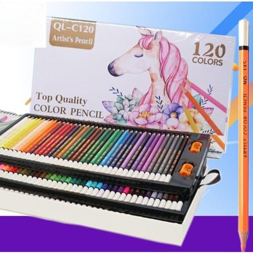 QL-C 120 Color Professional Oil Colored Pencil Wooden Soft Watercolor Pencil for Drawing Sketch Art Supplies