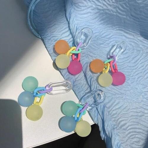 Candy-colored Round Balls Earrings Acrylic Ins Niche Design Fashion Elegant Summer Dangler Romantic Women Jewelry Party Gifts