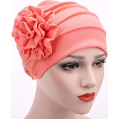 New Womens Hats Spring Summer Floral Beanie Hat Muslim Stretch Turban Hat Cap Hair Loss Headwear Hijabs Elastic Cloth Head Cap