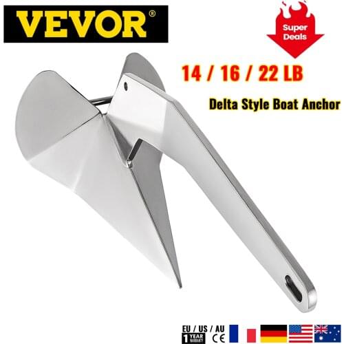 VEVOR 14LB/20-35FT 18LB/25-40FT 22LB/28-42FT Delta Style Boat Anchor Versatile Marine Accessories 316 Stainless Steel Non-Hinged