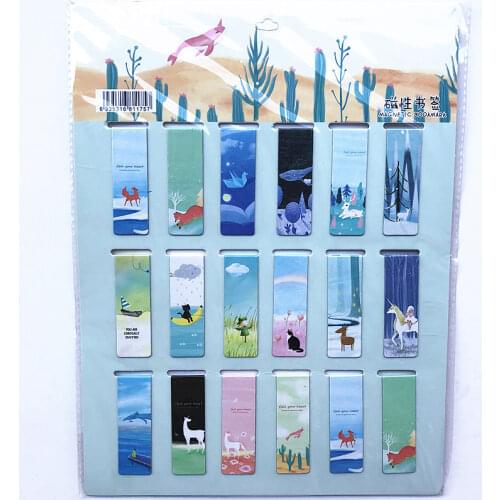 18pcs/set Cute Cat Flower Magnetic Paris Bookmark Luminous Cartoon Animals Daily Magnet Book Mark Children Bookmarks for books
