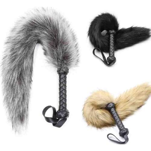 Spanking Fox tail Whip animal fur tickle slap strap beat lash flog tool adult Fetish slave Sex SM game toy for couple men women