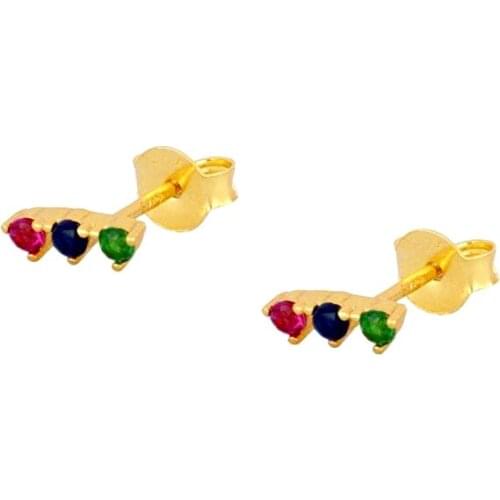 Rainbow Crystal Stud Earrings 925 Sterling Silver Ear Needle Exquisite Fashion Zircon Earrings Jewelry For Women Birthday Gifts