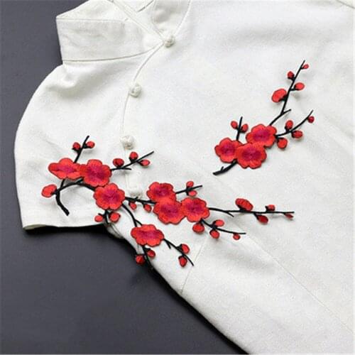 Ursmart High Quality Classic Plum Blossom Embroidery Cloth Stickers Patches DIY Scarf for Clothes Wedding Dress Accessory DIY