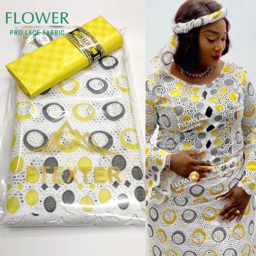 2.5+2.5 Yards Swiss Voile Lace In Switzerland With Bazin Riche Gextczer 2021 Top Quality Sewing Clothing Embroidered Dry Lace