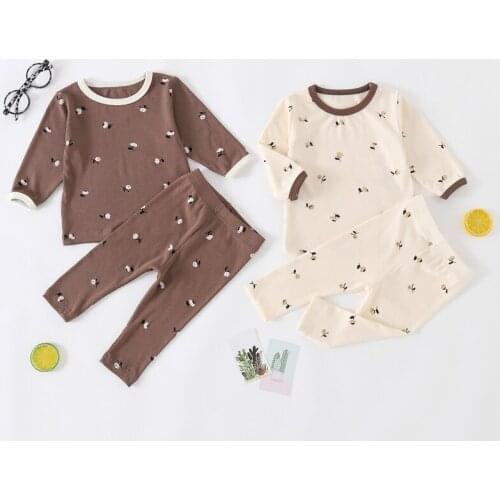 7880 Baby Clothing Set Kids Bottoming Clothes 2021 Girls' Floral Suit Long Sleeve T-shirt + Leggings Soft Cotton Children Suit