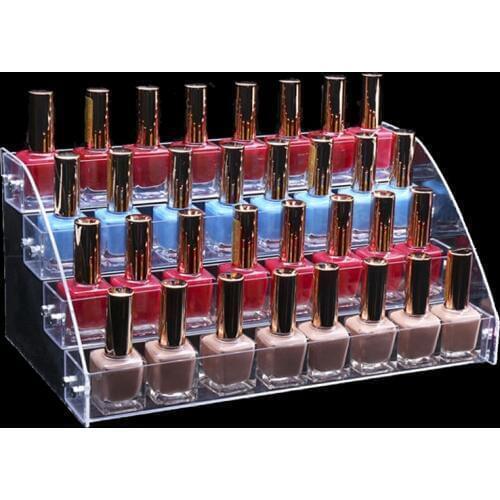 Acrylic Clear Cosmetic Varnish Display Stand 4 Tiers Removable Nail Polish Shelf Holder Women Makeup Organizer Rack