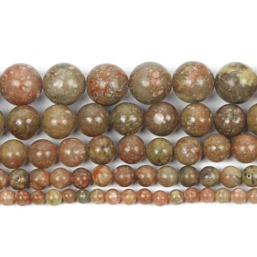 4-12mm Natural Stone Beads Round Smooth Flower Green Stone Loose Beads For Jewelry Making DIY Charm Bracelet Necklace Handmade