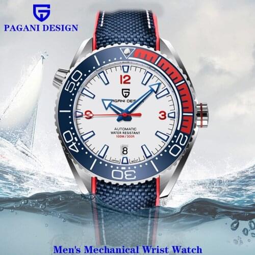 PAGANI DESIGN Luxury Sapphire Glass Automatic Watch Stainless Steel 100M Waterproof Watch Mens Fashion Mechanical Watch Watches