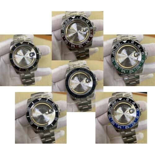 40MM Stainless Steel Watch Case with Strap Watch Band Bezel for ETA 2836 for Seagull 2836 Movement