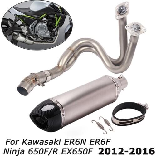 For Kawasaki ER6N ER6F Ninja650F/R EX650F 2012-2016 Motorcycle Whole System 460MM Exhaust Muffler Tail Pipe Front Header Pipe