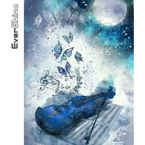 Evershine Diamond Embroidery Butterfly Needlework Art Diamond Painting Violin Full Drill Square New Arrival Decor For Home